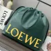 Loewe Green Leather Drawstring Tote Bag With Bold Branding For Chic Everyday Use #A50065