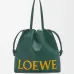 Loewe Green Leather Drawstring Tote Bag With Bold Branding For Chic Everyday Use #A50065