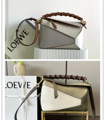 Loewe Puzzle Bag - Multi-Tone Leather with Woven Handle, Adjustable Strap, Geometric Design, Luxury Crossbody Bag for Women #A56874