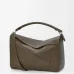 Loewe Puzzle Bag - Olive Green Grained Leather, Geometric Design, Top Handle &amp; Adjustable Strap, Luxury Shoulder Bag for Women #A56876