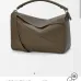 Loewe Puzzle Bag - Olive Green Grained Leather, Geometric Design, Top Handle &amp; Adjustable Strap, Luxury Shoulder Bag for Women #A56876