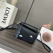 Loewe Puzzle Bag Small Navy Blue Leather with Cloud Design Accents #A50945