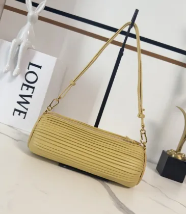 Loewe Women's Cylinder Shoulder Bag - Yellow Pleated Leather, Gold-Tone Hardware, Adjustable Strap, Stylish Barrel Bag with Anagram Logo #A56849