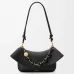 Loewe Women's Shoulder Bag - Black Leather, Gold-Tone Chain Detail with Knot Accents, Signature Branding, Stylish Luxury Crescent Bag #A56878