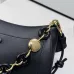 Loewe Women's Shoulder Bag - Black Leather, Gold-Tone Chain Detail with Knot Accents, Signature Branding, Stylish Luxury Crescent Bag #A56878