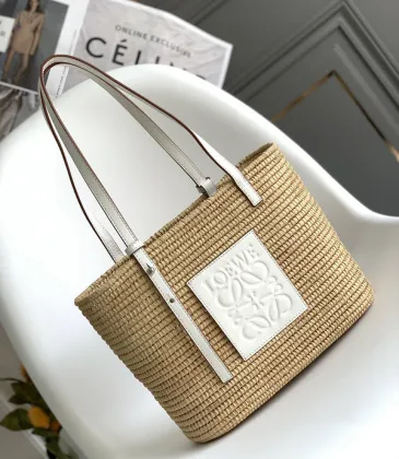 LOEWE Straw Tote Bag With White Leather Logo Patch And Dual Handles size:30×21×11cm #A54072