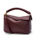 Loewe - Inspired Burgundy Leather Bag With Braided Handle And Geometric Design #A50977