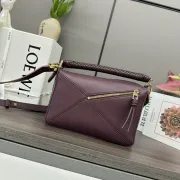 Loewe - Inspired Burgundy Leather Bag With Braided Handle And Geometric Design #A50977
