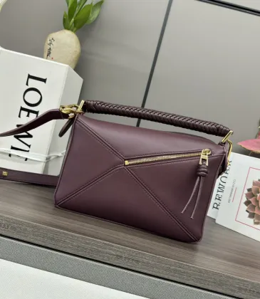 Loewe - Inspired Burgundy Leather Bag With Braided Handle And Geometric Design #A50977