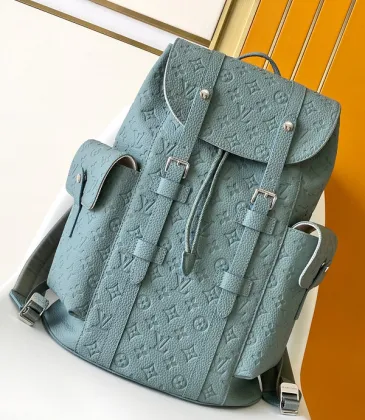 Louis Vuitton Light Blue Embossed Monogram Backpack: Stylish and Functional Design #A50993