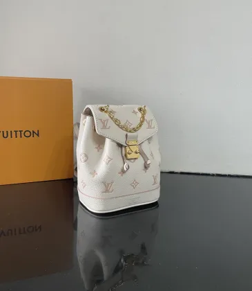 Louis Vuitton White Monogram Backpack With Gold Chain And Pink Accents size:19×15×10cm #A53375