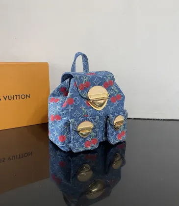 Louis Vuitton Denim Cherry Print Backpack With Gold - Tone Hardware #A52594