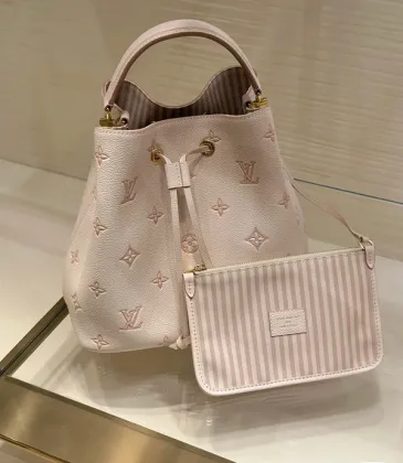 Louis Vuitton Embossed Monogram Bucket Bag With Striped Pouch In Soft Pink #A51589