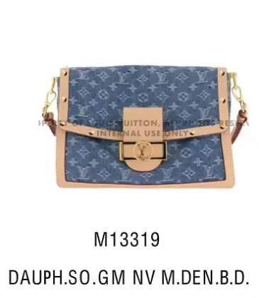 Louis Vuitton Monogram Denim Handbag With Leather Accents And Gold Hardware #A51591
