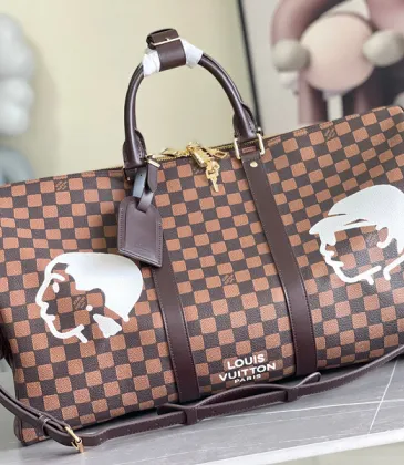Louis Vuitton Damier Ebene Keepall Bag With KAWS Artistic Prints  size:50×29×22cm #A54124