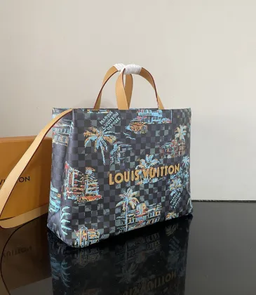 Louis Vuitton Damier Graphite Printed Tote Bag With Tropical Motif And Leather Handles size:40×32×6cm #A54066