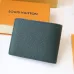 Louis Vuitton Style Slender Wallet - Monogram Taiga Leather Bifold Card Holder | 8 Card Slots + Paper Compartment (M81628) #A59492