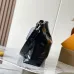 Sleek Black Louis Vuitton Leather Hobo Bag With Signature Details For Timeless Style #A49795