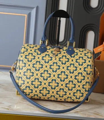 2026 Yellow Clover Pattern Blue Accents Luxury Leather Stylish Travel bag #A60318 2026 Yellow Clover Pattern Blue Accents Luxury Leather Stylish Travel bag #A60318