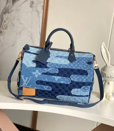 LV Original M15277 Sac Speedy Bandoulière 40 | Denim Patchwork Travel Bag with Koi Fish Motif #A60256 LV Original M15277 Sac Speedy Bandoulière 40 | Denim Patchwork Travel Bag with Koi Fish Motif #A60256