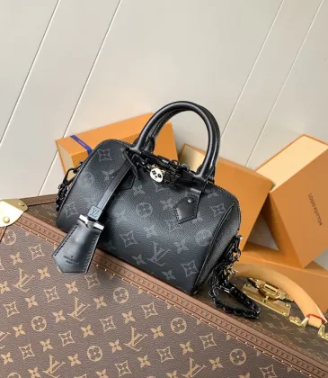 Louis Vuitton Nano Speedy Bag In Black Monogram Eclipse Canvas With Chain Strap #A50713