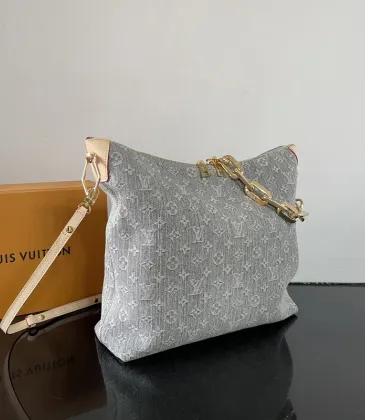 Gorgeous Louis Vuitton Denim Handbag With Classic Monogram Pattern And Chain Accent #A50990