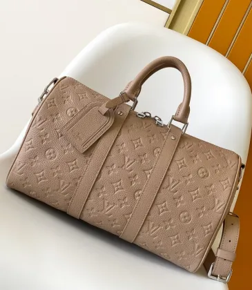 Elegant Beige Louis Vuitton Embossed Leather Speedy Bag For Timeless Luxury Travel And Style #A49952