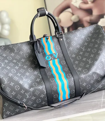 Louis Vuitton Monogram Eclipse Travel Duffle Bag With Colorful Striped Accent #A52720