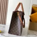 Louis Vuitton Monogram Canvas Handbag With Leather Accents And Tag Design #A53366