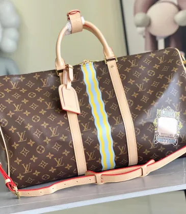 Louis Vuitton Monogram Travel Bag With Unique Striped Accent And Badge size:50×29×23cm #A53524