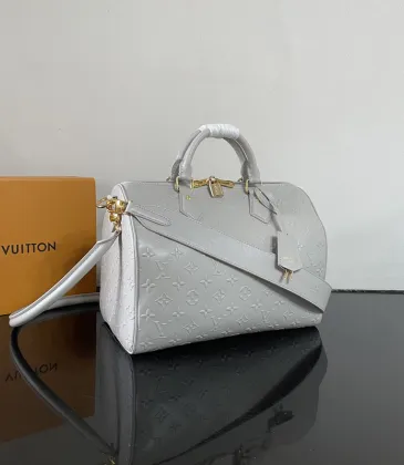 Louis Vuitton Speedy Bandoulière Bag In Embossed Grey For Timeless Elegance #A52103