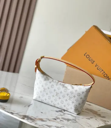 Louis Vuitton White Monogram Canvas Baguette Bag With Contrast Strap And Signature Design #A50832