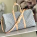 Louis Vuitton Denim Monogram Keepall Bandoulière Bag With Leather Trim And Gold Hardware #A50836