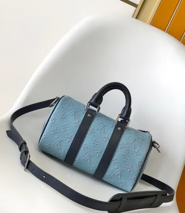 Louis Vuitton Speedy Bandoulière Bag In Light Blue Monogram Canvas With Black Leather Trim #A50808