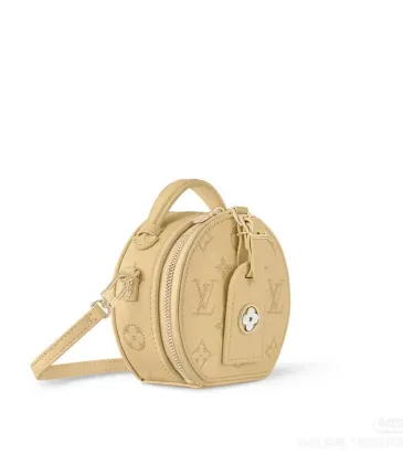 Louis Vuitton Beige Embossed Monogram Round Crossbody Bag With Mini Tag And Strap #A50891