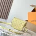 Louis Vuitton White Embossed Monogram Crossbody Bag With Pink Flower Charm And Chain Strap #A50893