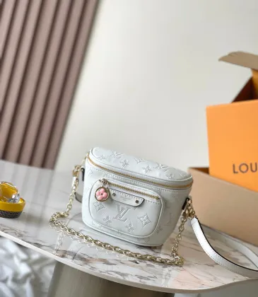 Louis Vuitton White Embossed Monogram Crossbody Bag With Pink Flower Charm And Chain Strap #A50893