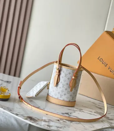 Louis Vuitton Mini Bucket Bag Set In Light Monogram Canvas With Matching Pouch And Strap #A50830