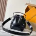 Chic Black Louis Vuitton Bucket Bag With Embossed Strap And Functional Design For Fashionistas #A49796