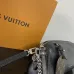 Louis Vuitton Black Leather Shoulder Bag With Silver Chain Strap And Monogram Tag #A50838