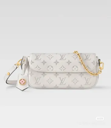 Louis Vuitton White Perforated Monogram Crossbody Bag With Pink Flower Accent And Mixed Straps #A50892