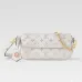 Louis Vuitton White Perforated Monogram Crossbody Bag With Pink Flower Accent And Mixed Straps #A50892