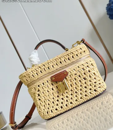 Louis Vuitton Crochet Straw Handbag With Leather Accents And Gold Hardware  size:19×11×6cm #A54069