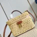 Louis Vuitton Crochet Straw Handbag With Leather Accents And Gold Hardware  size:19×11×6cm #A54069