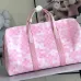 Louis Vuitton Pink Pixelated Pattern Duffle Bag With Multiple Pockets And Branded Strap #A50834