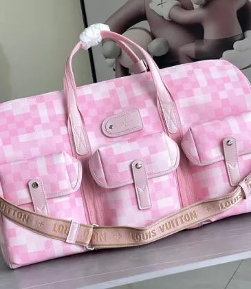 Louis Vuitton Pink Pixelated Pattern Duffle Bag With Multiple Pockets And Branded Strap #A50834