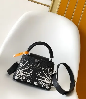 Louis Vuitton Women's Black Grained Leather Handbag with Crystal Embellishments & Signature LV Logo M25934 #A57318 Louis Vuitton Women's Black Grained Leather Handbag with Crystal Embellishments & Signature LV Logo M25934 #A57318