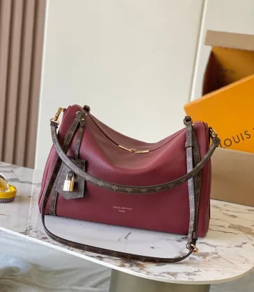  M27689 Express Medium Hobo Bag Burgundy Calfskin Monogram Trim Shoulder Handbag #A65977