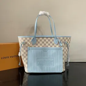 Brand L Neverfull Inside Out Damier Azur Tote Bag 47×28×14cm #A65020