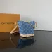 Louis Vuitton Denim Bucket Bag With Monogram Pattern And Gold Chain Accent  #A53368